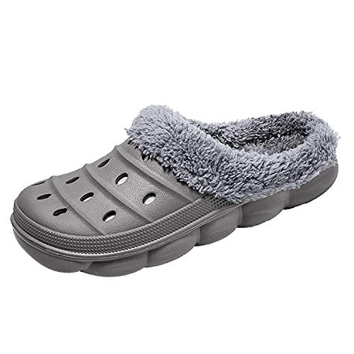 Meidiastra Damen Clogs Gefüttert Damen Herren Winter Hausschuhe Wasserdicht rutschfeste Warme Pantoffeln Plüsch Pantoletten Gartenschuh Clog EU36-45 von Meidiastra