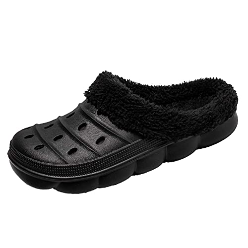 Meidiastra Damen Clogs Gefüttert Damen Herren Winter Hausschuhe Wasserdicht rutschfeste Warme Pantoffeln Plüsch Pantoletten Gartenschuh Clog EU36-45 von Meidiastra