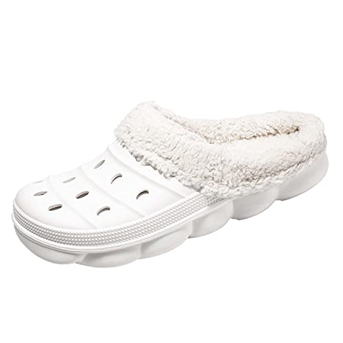 Meidiastra Damen Clogs Gefüttert Damen Herren Winter Hausschuhe Wasserdicht rutschfeste Warme Pantoffeln Plüsch Pantoletten Gartenschuh Clog EU36-45 von Meidiastra