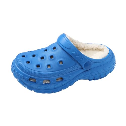 Meidiastra Hausschuhe Kinder Jungen Winter Warme Fleece Gefüttert Clogs Plüsch Pantoffeln Weichem rutschfeste Gartenschuh Licht Slipper Indoor Outdoor von Meidiastra