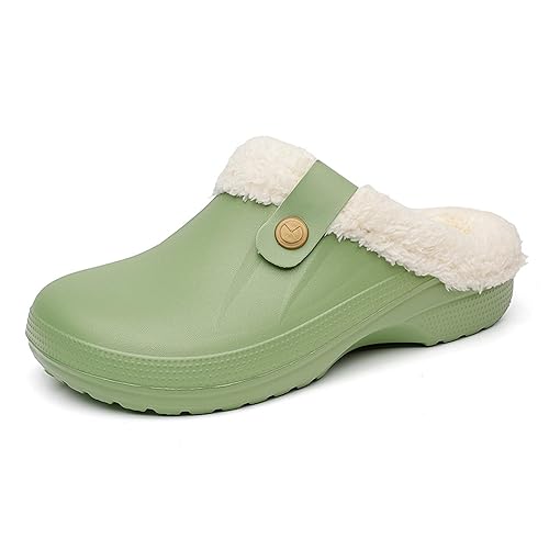 Meidiastra Herren Damen Clogs Gefüttert Winter Warme Plüsch Hausschuhe rutschfeste Gartenschuhe Outdoor Pantoletten Gr.35-47 von Meidiastra