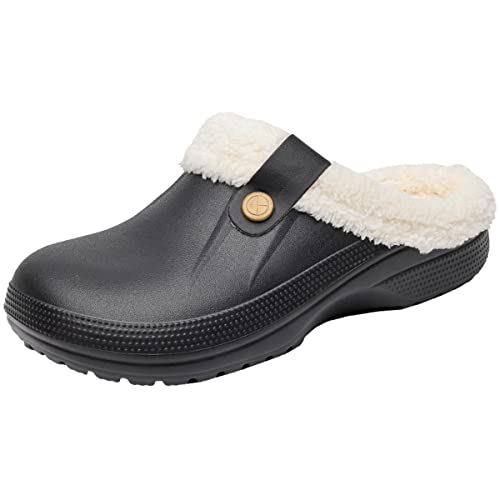 Meidiastra Herren Damen Clogs Gefüttert Winter Warme Plüsch Hausschuhe Rutschfeste Gartenschuhe Outdoor Pantoletten Gr.35-47 von Meidiastra