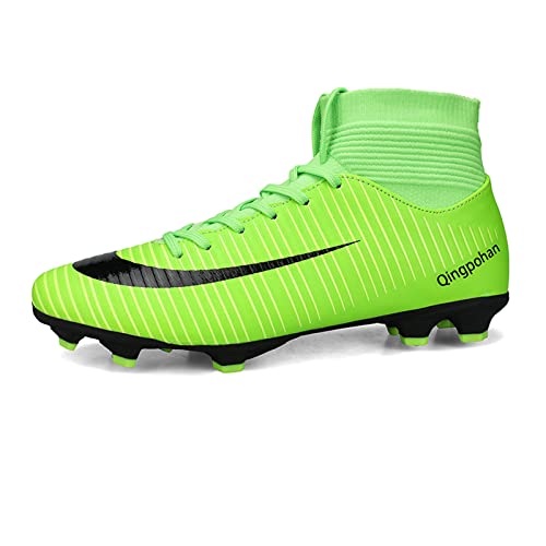 Meidiastra Herren Fußballschuhe rutschfest Spikes Cleats Jugendliche Football Schuhe High Top Soccer Boots Professionelle Athletics Trainingsschuhe Sportschuhe Grün 36 von Meidiastra