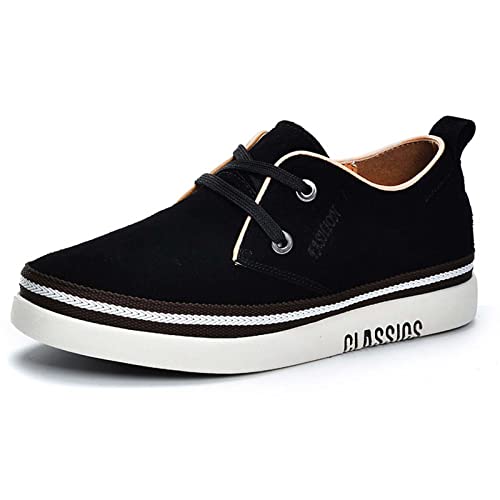 Meidiastra Herren Schuhe - 5.3CM Elevator Schuhe Atmungsaktives Schnürsenkel Leder Sneaker Schuhe Freizeitschuhe Sportschuhe Skate Schuhe mit Verstecktem Absatz Schwarz 43 von Meidiastra