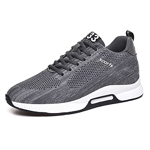 Meidiastra Herren Sneakers Elevator Schuhe Junge Erwachsene Gestrickt Mesh Schnürsenkel Sportschuhe Versteckten Lift Heel-2.36'' für Herren Grau 42 von Meidiastra