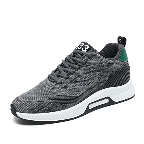 Meidiastra Herren Straßenlaufschuhe Fitnessstudio Sneaker Aufzug Schuhe Atmungsaktiv Mesh Straßenlaufschuhe Unsichtbarer Extra 6 cm Höhe Grey 44 von Meidiastra