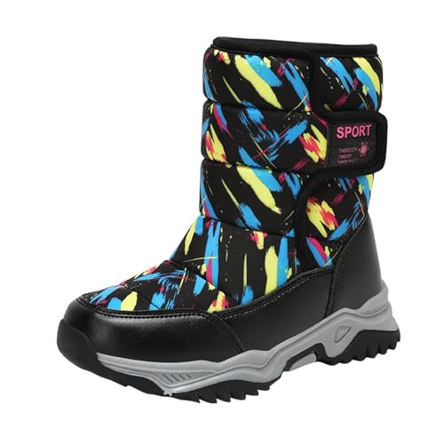 Meidiastra Kinder Winterstiefel Rutschfest Schneestiefel Outdoor Wasserdicht Warme Stiefel Winterschuhe Snowboots für Jungen Mädchen Schwarz38 von Meidiastra