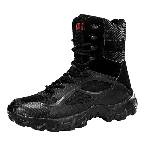 Meidiastra Stiefel Herren Militär Einsatzstiefel Taktisch Kampfstiefel mit Zipper Verschleißfest Rutschfeste Outdoor Wanderschuhe Gelände Stiefel zum Trekking schwarz48 von Meidiastra