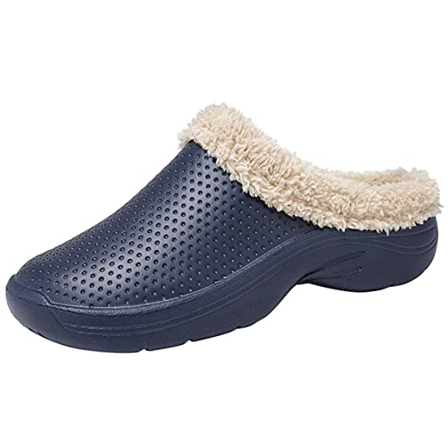Meidiastra Unisex Lined Clogs Damen Winter Hausschuhe Herren Gefüttert Pantoletten Wasserdicht rutschfeste Wärme Pantoffeln Gartenschuhe von Meidiastra