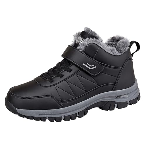 Meidiastra Winterschuhe Herren Damen Winterstiefel Warm Gefüttert Schneestiefel Outdoor Wasserdicht rutschfest Schneeschuhe Wanderschuhe Trekkingschuhe Walkingschuhe mit Klettverschluss Schwarz48 von Meidiastra