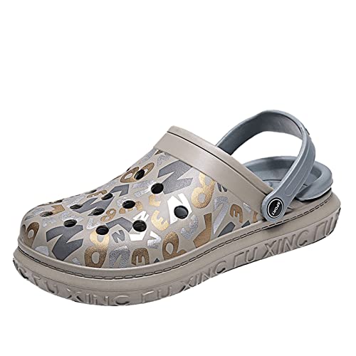 Pantoletten Kinder Clogs Jungen Mädchen Gartenschuhe Slip On Wasserschuhe Badeschuhe Outdoor Flach Geschlossene Sommer Eva rutschfeste Pool Sandalen Hausschuhe Unisex Gold 34 von Meidiastra