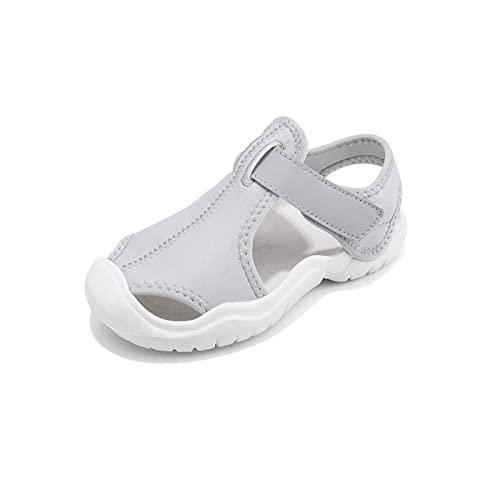 Sandalen Jungen Mädchen Aquaschuhe Badeschuhe Sommer Strandschuhe Geschlossene Zehenkappe Kinder Outdoor Sport Sandalen Grau 27 von Meidiastra