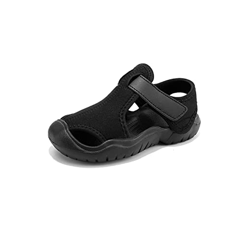 Sandalen Jungen Mädchen Aquaschuhe Badeschuhe Sommer Strandschuhe Geschlossene Zehenkappe Kinder Outdoor Sport Sandalen Schwarz 29 von Meidiastra