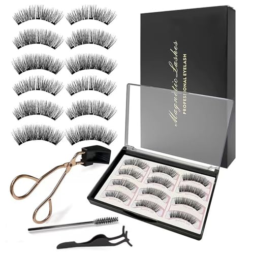 Magnetic Lashes Wimpern Magnetisch Magnet Wimpern Ohne Eyeliner Magnetic Eyelashes mit Pinzette und Aufbewahrungskiste,Einfach zu Tragen Wiederverwendbar Ohne Klebstoff von Meifiyu