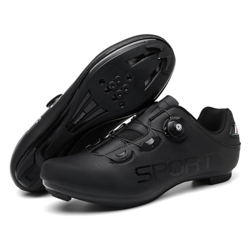 Mateju Rennradschuhe SPD Herren Damen 36-47EU, Fahrradschuhe mit Klicksystem Herren Damen rutschfeste Atmungsaktive für Outdoor Radschuhe (L90 Schwarz,36) von Meiju