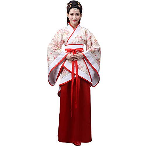 Meijunter Damen Chinesischer Stil Hanfu Tang Anzug Retro Traditionell Lange Ärmel Performance Tanzkleid Kostüm (Blume,42) von Meijunter