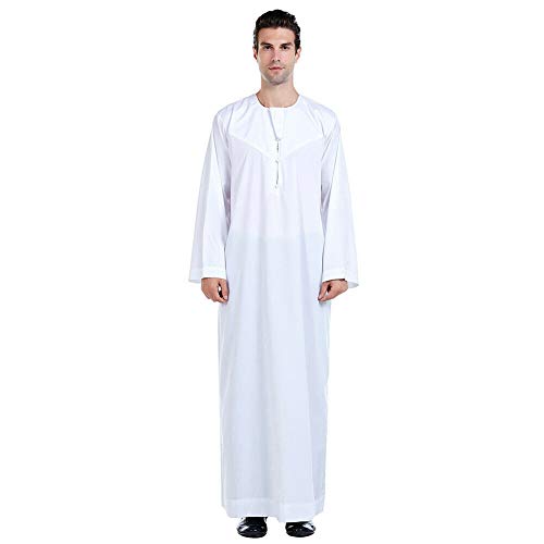 Meijunter Männer Moslemischer Islamischer Kaftan Jubba Thobe, Arab Dubai Mittlerer Osten Kleidung in Voller Länge Langärmliges Kandoura von Meijunter