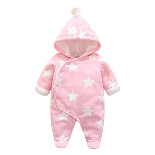 Meijunter Unisex Baby Schneeanzug - Winter Sterne Muster Fleece Overall mit Kapuze Mädchen Jungen Strampler Jumpsuit Babykleidung 0-24 Monate von Meijunter