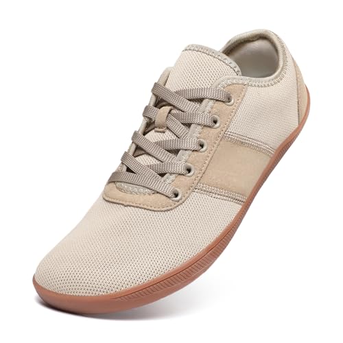 Meik Mangni Breite Barfuss Schuhe Damen Herren Weit Barfußschuhe Minimalistische Zehenschuhe Casual Traillaufschuhe Walking Schuhe,Braun,Gr.43 EU von Meik Mangni