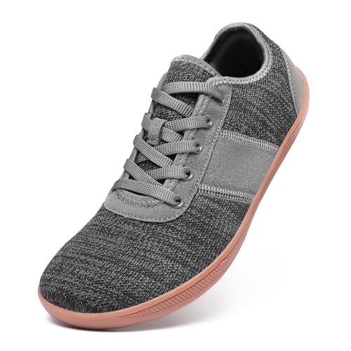 Meik Mangni Breite Barfuss Schuhe Damen Herren Weit Barfußschuhe Minimalistische Zehenschuhe Casual Traillaufschuhe Walking Schuhe,Dunkelgrau,Gr.37 EU von Meik Mangni
