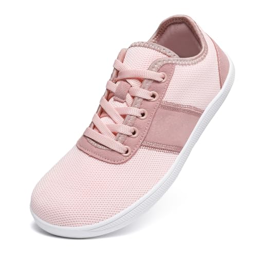 Meik Mangni Breite Barfuss Schuhe Damen Herren Weit Barfußschuhe Minimalistische Zehenschuhe Casual Traillaufschuhe Walking Schuhe,Rosa,Gr.39 EU von Meik Mangni