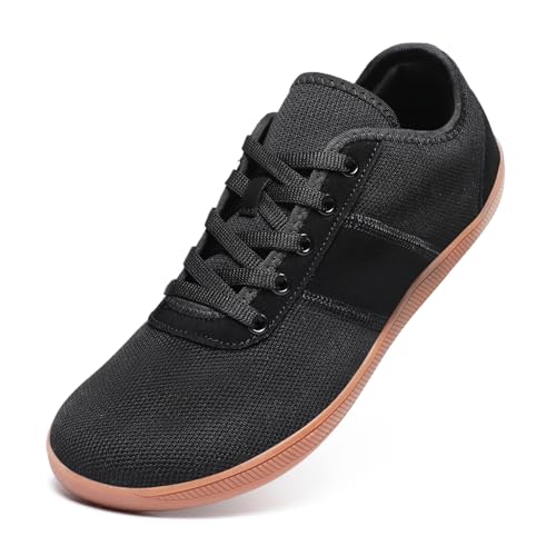 Meik Mangni Breite Barfuss Schuhe Damen Herren Weit Barfußschuhe Minimalistische Zehenschuhe Casual Traillaufschuhe Walking Schuhe,Schwarz,Gr.42 EU von Meik Mangni