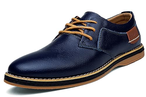 Meik Mangni Herren Anzugschuhe Klassische Derby Schnürschuhe Moderne Business Schuhe Oxford Hochzeit Schuhe Freizeit Schnürhalbschuhe,Blau,Gr.38 EU von Meik Mangni