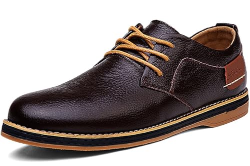 Meik Mangni Herren Anzugschuhe Klassische Derby Schnürschuhe Moderne Business Schuhe Oxford Hochzeit Schuhe Freizeit Schnürhalbschuhe,Braun,Gr.38 EU von Meik Mangni