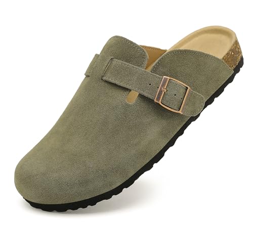 Meik Mangni Damen Herren Clogs Bequeme Wildleder Hausschuhe Frauen rutschfest Pantolette mit Premium Fußbett,Grün,Gr.41 EU Meik Mangni Damen Herren Clogs Bequeme Wildleder Hausschuhe Frauen rutschfest Pantolette mit Premium Fußbett,Grün,Gr.41 EU von Meik Mangni