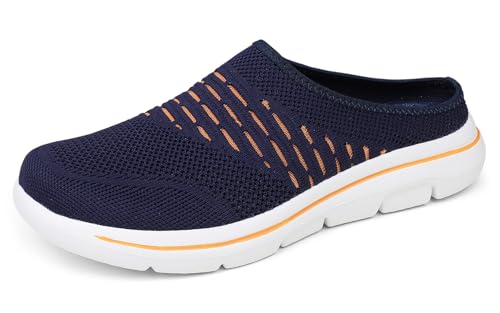 Meik Mangni Damen Hausschuhe Herren Slip On Clogs Atmungsaktive Pantoletten Weiche Mules Freizeit Gartenschuhe für Unisex Outdoor Indoor,Blau,Gr:42 EU von Meik Mangni