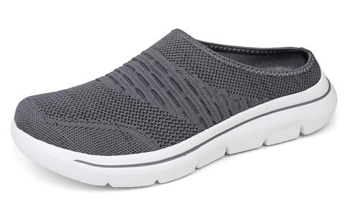 Meik Mangni Damen Hausschuhe Herren Slip On Clogs Atmungsaktive Pantoletten Weiche Mules Freizeit Gartenschuhe für Unisex Outdoor Indoor,Grau,Gr:41 EU von Meik Mangni