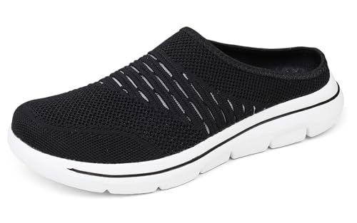 Meik Mangni Damen Hausschuhe Herren Slip On Clogs Atmungsaktive Pantoletten Weiche Mules Freizeit Gartenschuhe für Unisex Outdoor Indoor,Schwarz,Gr:42 EU von Meik Mangni