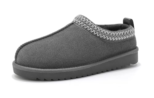 Meik Mangni Damen Hausschuhe Winter Warme Gefüttert Schuhe Hausschuhe Flache Plüsch Pantoffeln rutschfeste Slipper drinnen und draußen Grau Gr.42 von Meik Mangni