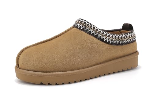 Meik Mangni Damen Hausschuhe Winter Warme Gefüttert Schuhe Hausschuhe Flache Plüsch Pantoffeln rutschfeste Slipper drinnen und draußen Schwarz Braun Gr.38 von Meik Mangni