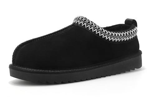 Meik Mangni Damen Hausschuhe Winter Warme Gefüttert Schuhe Hausschuhe Flache Plüsch Pantoffeln rutschfeste Slipper drinnen und draußen Schwarz Gr.38 von Meik Mangni