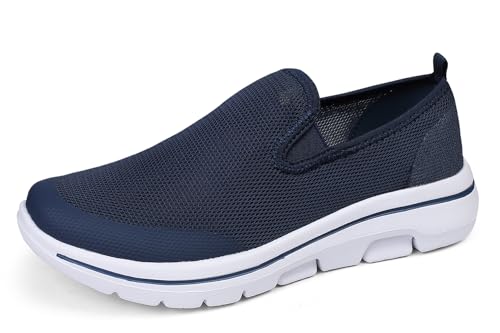 Meik Mangni Damen Slip On Sneaker Heren Atmungsaktiv Turnschuhe Leichte Freizeitschuhe Bequem Schlupfschuhe Casual Walkingschuhe Jogging Fitness,Blau, Gr:41 EU=Sohlengröße 40EU von Meik Mangni