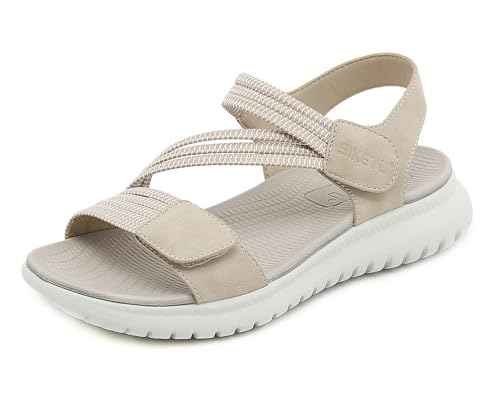 Meik Mangni Damen Sandalen Sommer Wandersandalen Freizeit Plateau rutschfeste Sandaletten Sportsandalen Wanderschuhe für Sport Strand B Beige Gr.36 von Meik Mangni