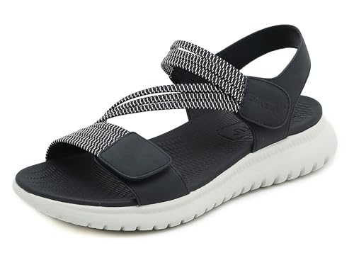 Meik Mangni Damen Sandalen Sommer Wandersandalen Freizeit Plateau rutschfeste Sandaletten Sportsandalen Wanderschuhe für Sport Strand B Schwarz Gr.39 von Meik Mangni