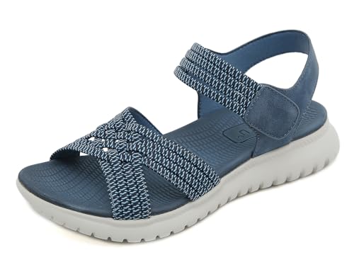 Meik Mangni Damen Sandalen Sommer Wandersandalen Freizeit Plateau Rutschfeste Sandaletten Sportsandalen Wanderschuhe für Sport Strand Blau Gr.38 von Meik Mangni