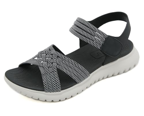 Meik Mangni Damen Sandalen Sommer Wandersandalen Freizeit Plateau rutschfeste Sandaletten Sportsandalen Wanderschuhe für Sport Strand Schwarz Gr.37 von Meik Mangni