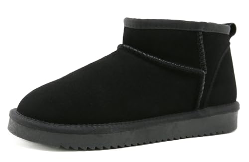 Meik Mangni Damen Winterstiefel Wasserdicht Warm Plush Gefütterte Schneestiefel Klassischer Mini Stiefel Rutschfeste Kurzschaft Stiefel für Den Außenbereich,Schwarz,Gr.36 EU von Meik Mangni