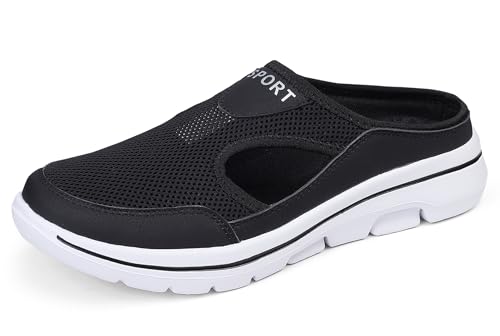 Meik Mangni Hausschuhe Damen Herren Clogs Leichte Pantoffeln atmungsaktive Pantoletten Mules rutschfest Gartenschuhe Sabots Outdoor Indoor Schwarz Gr.38 EU von Meik Mangni