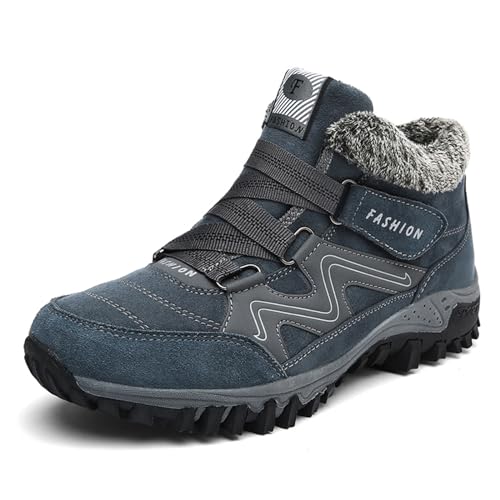 Meik Mangni Herren Damen Winterstiefel Schneestiefel Warme Gefüttert rutschfest Trekking Wanderschuhe Sportschuhe Outdoor Wanderstiefel Stiefel,Blaugrau,Gr.38EU=Etikett 39EU von Meik Mangni