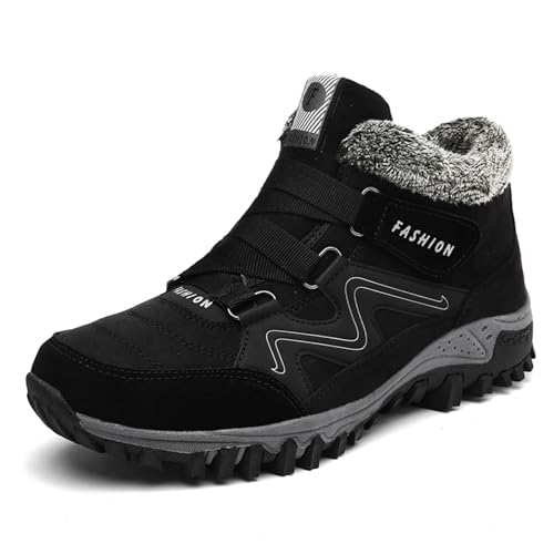 Meik Mangni Winterschuhe Damen Herren Warm Gefütterte Winterstiefel Rutschfest Trekking Wanderschuhe Winter Schneestiefel Outdoor,Schwarz,Gr.42EU=Etikett 43EU von Meik Mangni