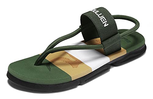 Meik Mangni Flip Flops Zehentrenner Herren Flip-On Badelatschen Sommer Strand Sandalen Comfy rutschfeste Beach Duschlatschen Sohle Military Green Gr.39 von Meik Mangni