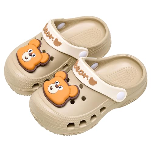 Meik Mangni Kinder Clogs Jungen Hausschuhe Mädchen Gartenschuhe Atmungsaktiv Pantoletten leichte Sandalen Badeschuhe rutschfeste B Khaki 23/24 EU von Meik Mangni