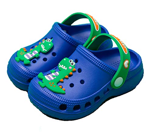 Meik Mangni Kinder Clogs Jungen Hausschuhe Mädchen Gartenschuhe Atmungsaktiv Pantoletten leichte Sandalen Badeschuhe rutschfeste Blau 21/22 EU von Meik Mangni