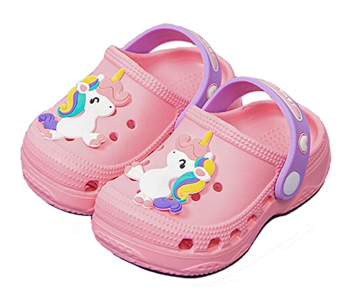 Meik Mangni Kinder Clogs Jungen Hausschuhe Mädchen Gartenschuhe Atmungsaktiv Pantoletten leichte Sandalen Badeschuhe rutschfeste Rosa 21/22 EU von Meik Mangni