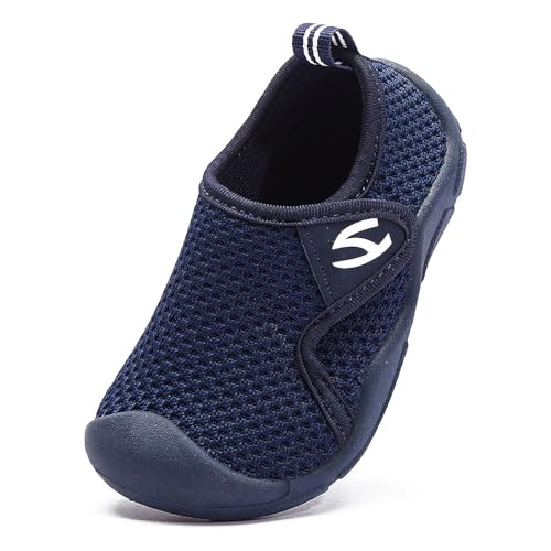 Meik Mangni Kinder Hausschuhe Mädchen Jungen rutschfest Lauflernschuhe Kleinkinder Schuhe Atmungsaktive Pantoffeln Slipper Blau 25 EU von Meik Mangni