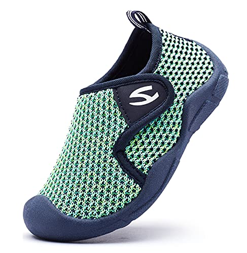 Meik Mangni Kinder Hausschuhe Mädchen Jungen rutschfest Lauflernschuhe Kleinkinder Schuhe Atmungsaktive Pantoffeln Slipper Grün 21 EU von Meik Mangni